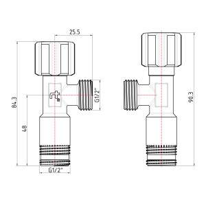 Кран угловой Thermo Alliance Forte вентельный 1/2"НН, хром TAF341W1515
