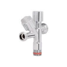 Кран угловой Thermo Alliance Forte двойной вентельный 1/2"Н х 1/2"Н х 3/4"Н, хром TAF187W151520