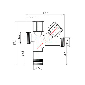 Кран угловой Thermo Alliance Forte двойной вентельный 1/2"Н х 1/2"Н х 3/4"Н, хром TAF187W151520