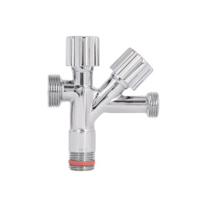 Кран угловой Thermo Alliance Forte двойной вентельный 1/2"Н х 1/2"Н х 3/4"Н, хром TAF187W151520
