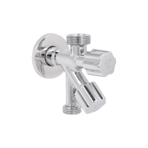 Кран угловой Thermo Alliance Forte двойной вентельный 1/2"Н х 1/2"Н х 3/4"Н, хром TAF187W151520