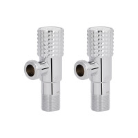 Комплект кутових кранів Thermo Alliance Standart (круг, білий) 1/2"ЗЗ, нерж, хром, керам. буксу TAS350W1515W