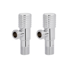 Комплект угловых кранов Thermo Alliance Standart (круг, белый) 1/2"НН, нерж, хром, керам. букса TAS350W1515W