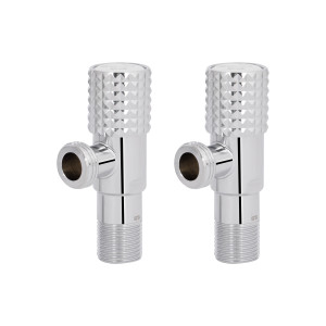 Комплект угловых кранов Thermo Alliance Standart (круг, белый) 1/2"НН, нерж, хром, керам. букса TAS350W1515W