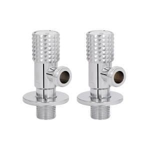 Комплект угловых кранов Thermo Alliance Standart (круг, белый) 1/2"НН, нерж, хром, керам. букса TAS350W1515W
