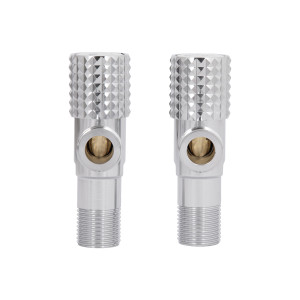 Комплект угловых кранов Thermo Alliance Standart (круг, белый) 1/2"НН, нерж, хром, керам. букса TAS350W1515W