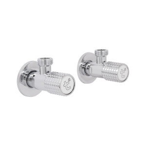 Комплект угловых кранов Thermo Alliance Standart (круг, белый) 1/2"НН, нерж, хром, керам. букса TAS350W1515W