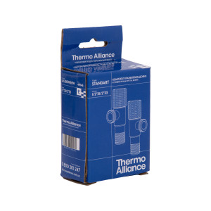 Комплект угловых кранов Thermo Alliance Standart (круг, белый) 1/2"НН, нерж, хром, керам. букса TAS350W1515W