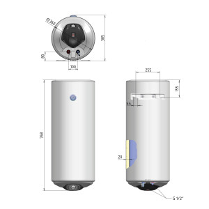 Электрический водонагреватель Thermo Alliance Spectra slim 50 л вертикальный, сухие ТЕН 1,6 кВт, d 360 мм