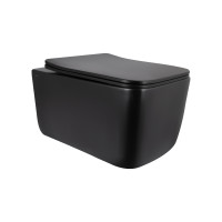 Унитаз подвесной Qtap Gemini Ultra Quiet 485×340×350 мм, Matt Black, с сиденьем Slim Duroplast / Soft-close / Quick Release QTGEM28BLM50505