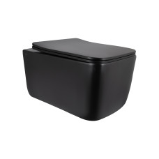 Унитаз подвесной Qtap Gemini Ultra Quiet 485×340×350 мм, Matt Black, с сиденьем Slim Duroplast / Soft-close / Quick Release QTGEM28BLM50505