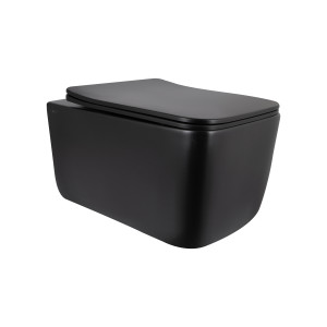 Унитаз подвесной Qtap Gemini Ultra Quiet 485×340×350 мм, Matt Black, с сиденьем Slim Duroplast / Soft-close / Quick Release QTGEM28BLM50505