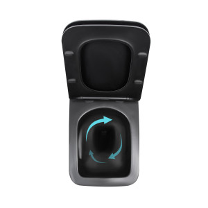 Унитаз подвесной Qtap Gemini Ultra Quiet 485×340×350 мм, Matt Black, с сиденьем Slim Duroplast / Soft-close / Quick Release QTGEM28BLM50505