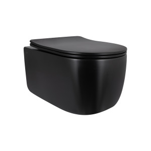 Унитаз подвесной Qtap Taurus Ultra Quiet 515×360×350 мм, Matt Black, с сиденьем Slim Duroplast / Soft-close / Quick Release QTTAU28BLM50504