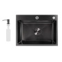 Мойка для кухни интегрированная Lidz Handmade H5843B Brushed Black PVD 3,0/1,0 мм LDH5843BRUBLM49443