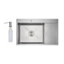 Мойка для кухни интегрированная Lidz Handmade Max 500 H7849R Brushed Steel, 3,0/1,0 мм, крыло справа, увеличенная чаша LDH7849RBRU49464