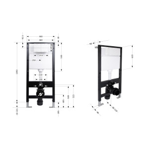 Инсталляция для подвесного унитаза Qtap Standard 1120/1320x500x160/220 мм, 18/23 см, QTSTD159BL49467