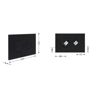 Клавиша смыва Qtap Standard 152x236x28 мм, Matt Black, круглая QTSTD164BLM49470