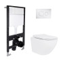Готовое решение Qtap для ванной комнаты: подвесной унитаз Jay Ultra Quiet 485x360x320 + комплект инсталляции Standard (круглая кнопка Chrome)