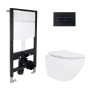 Готовое решение Qtap для ванной комнаты: подвесной унитаз Jay Ultra Quiet 485x360x320 + комплект инсталляции Standard (линейная кнопка Black)