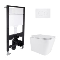 Готовое решение Qtap для ванной комнаты: подвесной унитаз Tern Ultra Quiet 490x365x325 + комплект инсталляции Standard (круглая кнопка White)