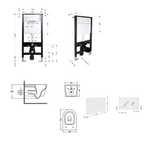 Готовое решение Qtap для ванной комнаты: подвесной унитаз Jay Ultra Quiet 520x360x320 + комплект инсталляции Standard (круглая кнопка White)