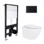 Готовое решение Qtap для ванной комнаты: подвесной унитаз Jay Ultra Quiet 520x360x320 + комплект инсталляции Standard (линейная кнопка Black)