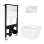 Готовое решение Qtap для ванной комнаты: подвесной унитаз Crow Rimless 485x340x330 + комплект инсталляции Standard (линейная кнопка Chrome)