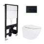 Готовое решение Qtap для ванной комнаты: подвесной унитаз Jay Rimless 485x360x320 + комплект инсталляции Standard (линейная кнопка Black)