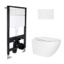Готовое решение Qtap для ванной комнаты: подвесной унитаз Jay Rimless 520x360x320 + комплект инсталляции Standard (круглая кнопка White)