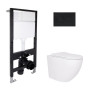 Готовое решение Qtap для ванной комнаты: подвесной унитаз Robin Ultra Quiet 520x365x365 + комплект инсталляции Standard (круглая кнопка Black)