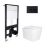 Готовое решение Qtap для ванной комнаты: подвесной унитаз Tern Ultra Quiet 525x345x360 + комплект инсталляции Standard (линейная кнопка Black)