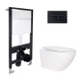 Готовое решение Qtap для ванной комнаты: подвесной унитаз Jay Rimless 520x360x320 + комплект инсталляции Standard (линейная кнопка Black)