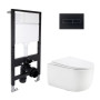 Готовое решение Qtap для ванной комнаты: подвесной унитаз Taurus Ultra Quiet 515x360x350 + комплект инсталляции Standard (линейная кнопка Black)