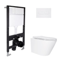 Готове рішення Qtap для ванної кімнати: підвісний унітаз Swan Ultra Quiet 485x360x320 + комплект інсталяції Standard (лінійна клавіша White)