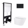 Готовое решение Qtap для ванной комнаты: подвесной унитаз Swan Rimless 520x360x320 + комплект инсталляции Standard (круглая кнопка Black)