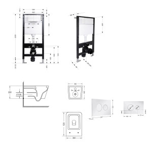 Готовое решение Qtap для ванной комнаты: подвесной унитаз Crow Ultra Quiet 520x360x290 + комплект инсталляции Standard (круглая кнопка Chrome)