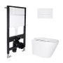 Готовое решение Qtap для ванной комнаты: подвесной унитаз Swan Ultra Quiet 520x360x320 + комплект инсталляции Standard (линейная кнопка White)