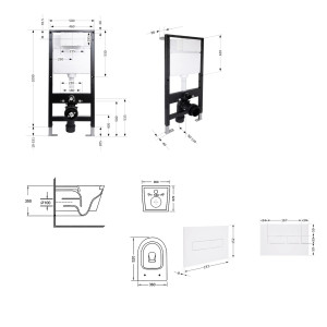 Готовое решение Qtap для ванной комнаты: подвесной унитаз Swan Ultra Quiet 520x360x320 + комплект инсталляции Standard (линейная кнопка White)