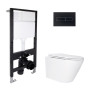 Готовое решение Qtap для ванной комнаты: подвесной унитаз Swan Ultra Quiet 520x360x320 + комплект инсталляции Standard (линейная кнопка Black)