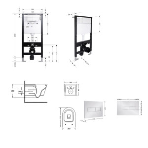 Готовое решение Qtap для ванной комнаты: подвесной унитаз Swan Ultra Quiet 520x360x320 + комплект инсталляции Standard (линейная кнопка Chrome)