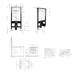 Готовое решение Qtap для ванной комнаты: подвесной унитаз Taurus Ultra Quiet 515x360x350 + комплект инсталляции Standard (круглая кнопка Chrome)