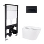 Готовое решение Qtap для ванной комнаты: подвесной унитаз Swan Rimless 520x360x320 + комплект инсталляции Standard (линейная кнопка Black)