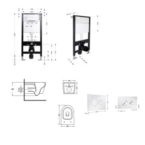 Готовое решение Qtap для ванной комнаты: подвесной унитаз Swan Ultra Quiet 520x360x320 + комплект инсталляции Standard (круглая кнопка Chrome)