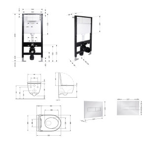 Готовое решение Qtap для ванной комнаты: подвесной унитаз Scorpio Ultra Quiet 520x365x365 + комплект инсталляции Standard (линейная кнопка Chrome)