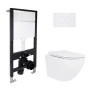 Готовое решение Qtap для ванной комнаты: подвесной унитаз Jay Ultra Quiet 485x360x320 + комплект инсталляции Standard (круглая кнопка White)