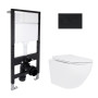 Готовое решение Qtap для ванной комнаты: подвесной унитаз Jay Ultra Quiet 520x360x320 + комплект инсталляции Standard (круглая кнопка Black)