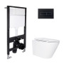 Готовое решение Qtap для ванной комнаты: подвесной унитаз Swan Ultra Quiet 485x360x320 + комплект инсталляции Standard (линейная кнопка Black)
