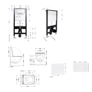 Готовое решение Qtap для ванной комнаты: подвесной унитаз Crow Ultra Quiet 485x340x290 + комплект инсталляции Standard (линейная кнопка White)