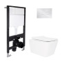 Готовое решение Qtap для ванной комнаты: подвесной унитаз Crow Rimless 520x360x290 + комплект инсталляции Standard (линейная кнопка Chrome)